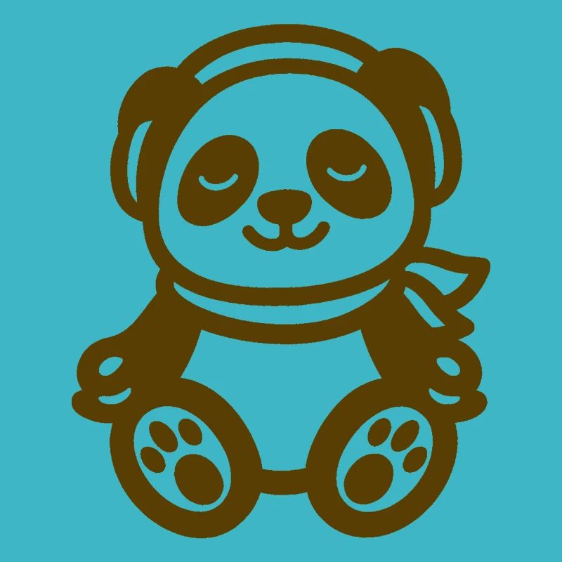 Chilliger Panda mit Kopfhörern – Musik trifft