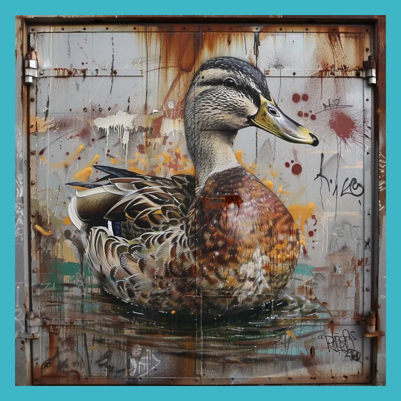 Graffiti Female Duck Rust Metal Container Door