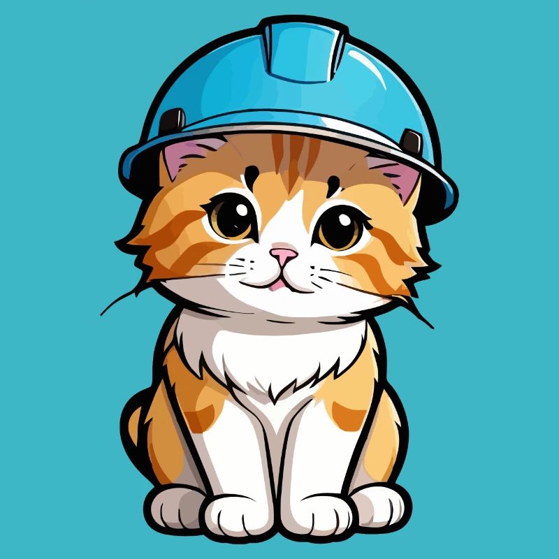 Kitten with a hard hat