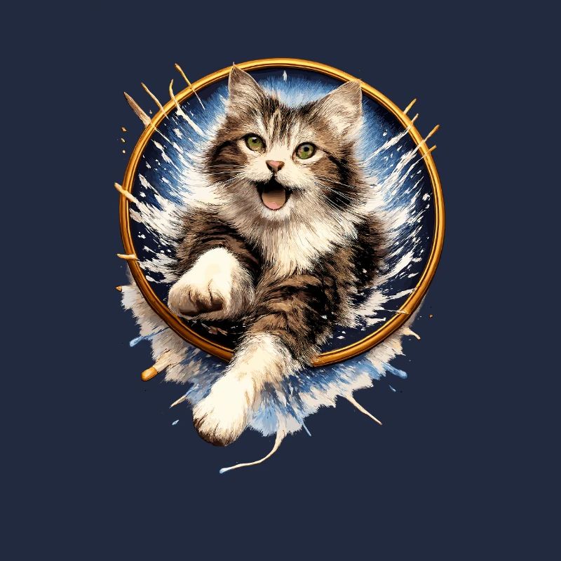 Saut de l’anneau pour chat dans un éclaboussure d’eau