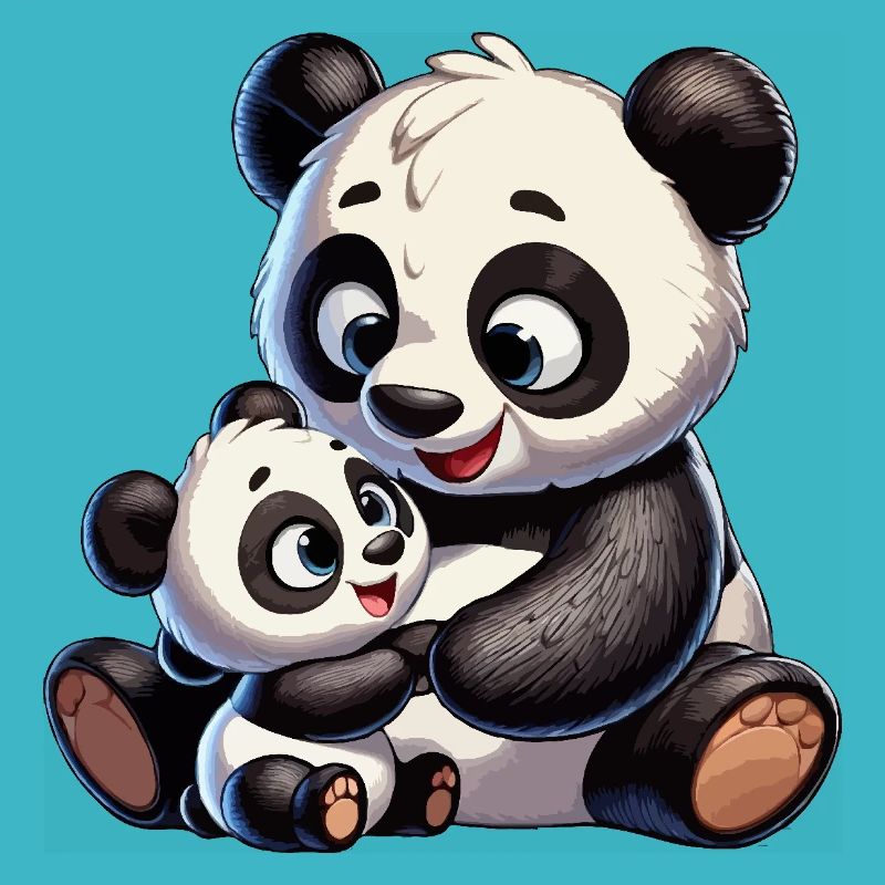 Panda-Mutter mit Kind