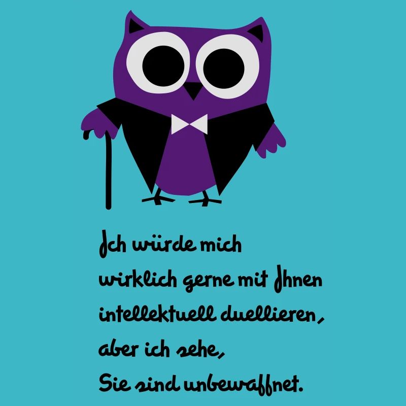 Owl, satire, saying "Intellectually duel"