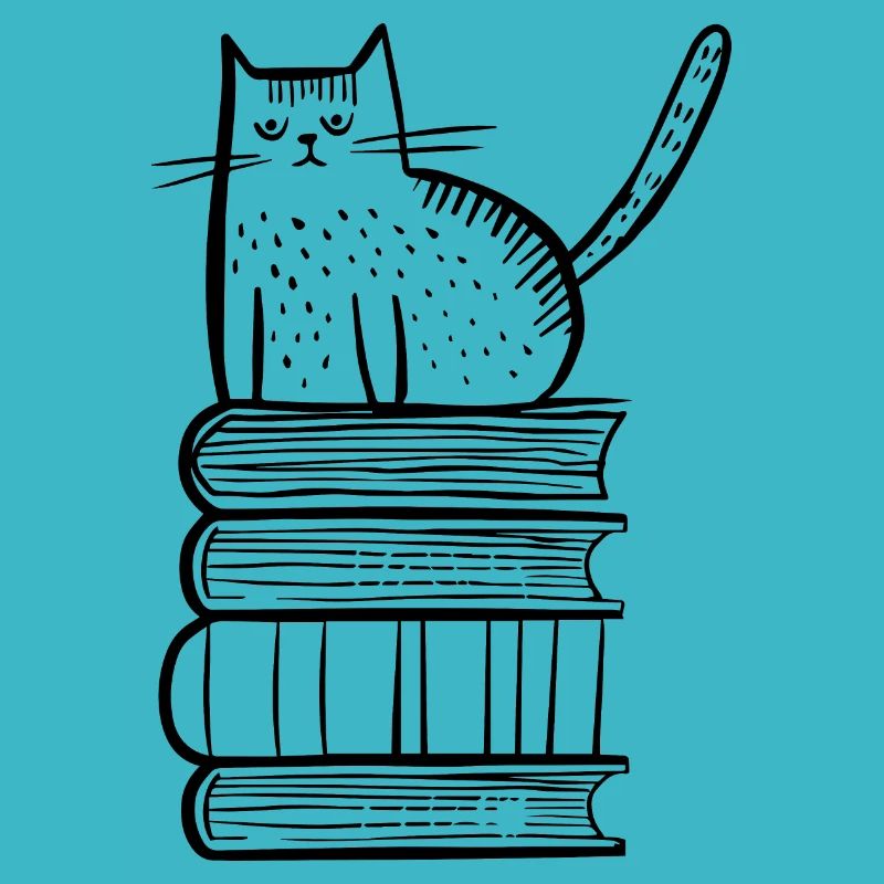 Cat with books