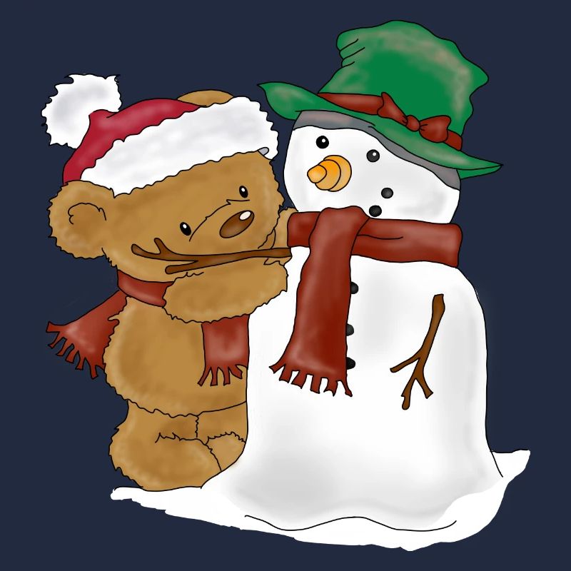 Bärchen schmückt Schneemann