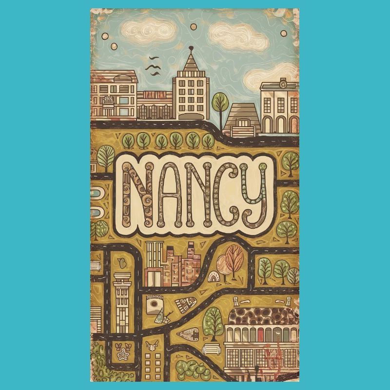 Nancy Stadtbild Retro Karte Typografie