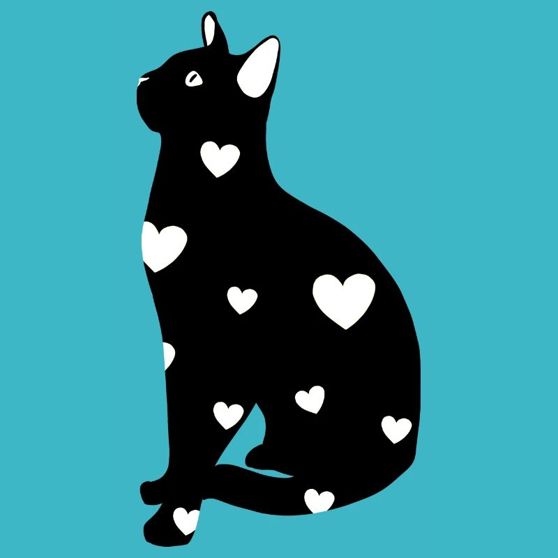 Chat noir et les cœurs