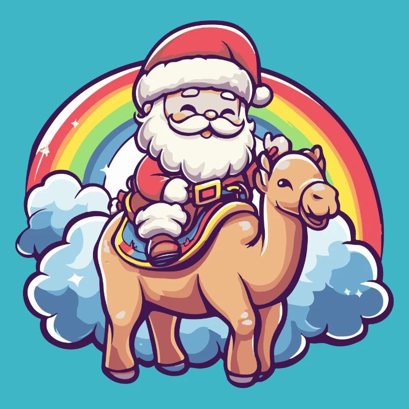 Kamel Weihnachtsmann Regenbogen