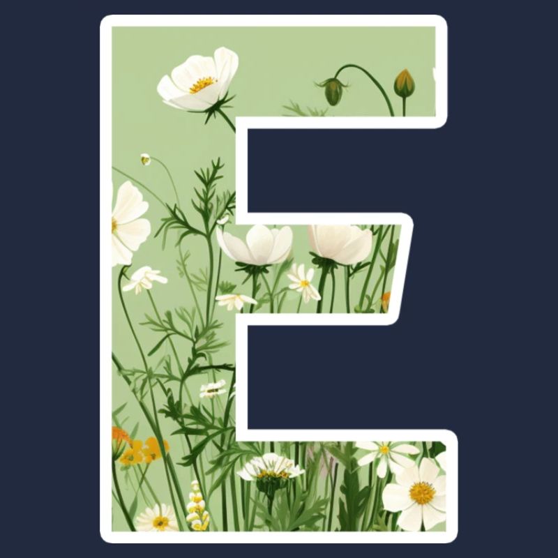 Lettre E, Monogramme, Motif Floral