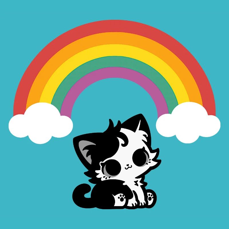 Goth Katze unterm Regenbogen Motiv