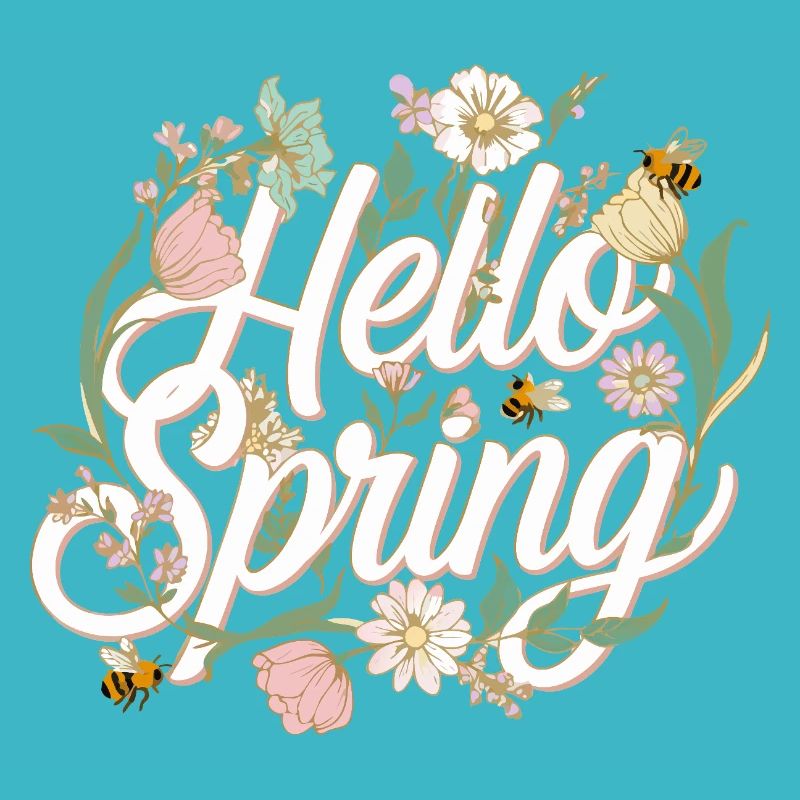 Hello Spring – Spring Flowers & Bees T-Shirt