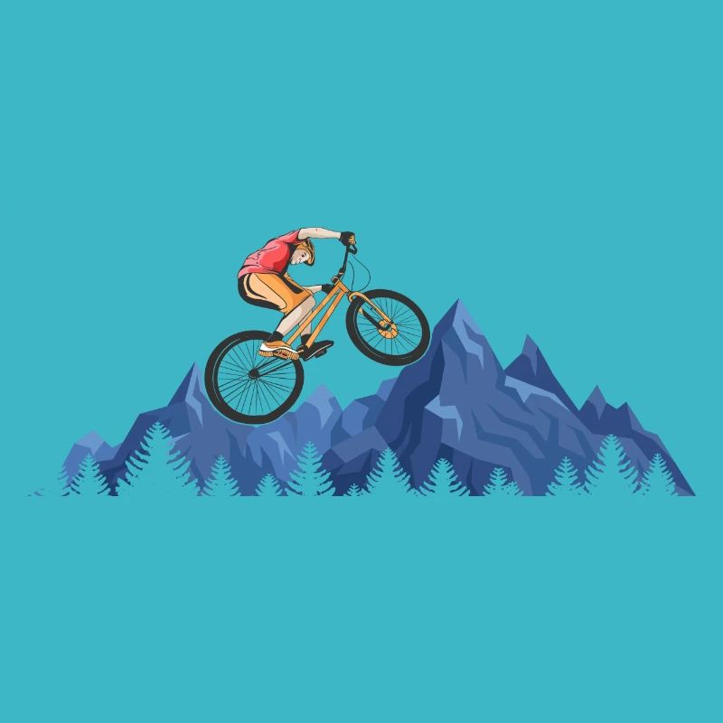 Cute mountain illustration mountain biker lovers