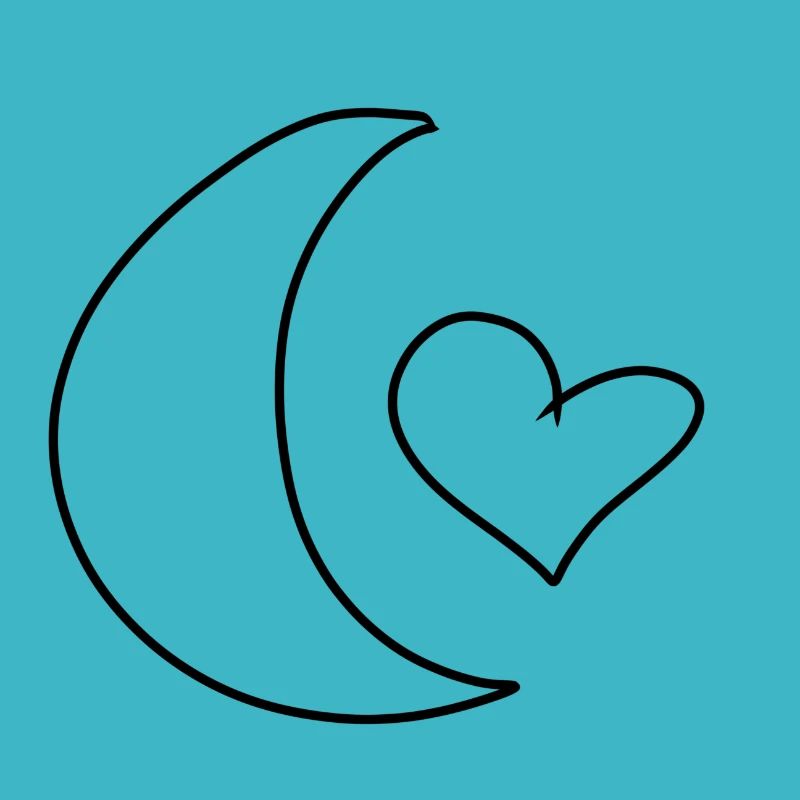 moon symbol shape heart