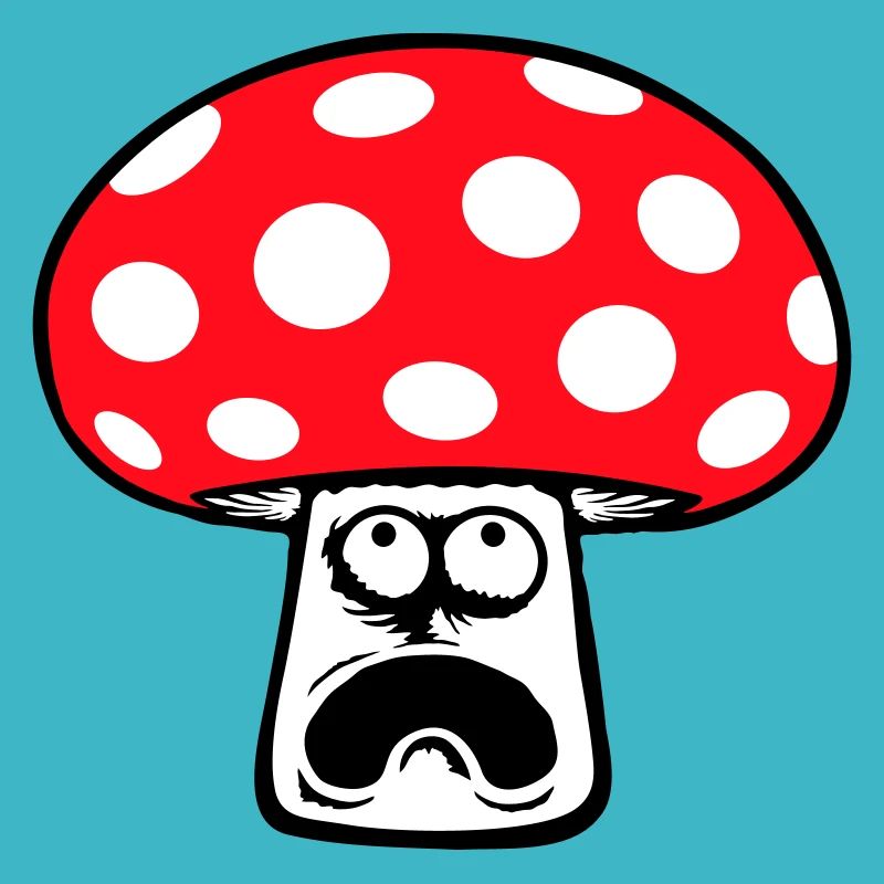 Champignon effrayé, paniqué, levant les yeux,