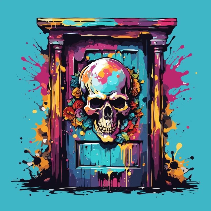 Door Knocker / Skull / Bell / Antique / Old