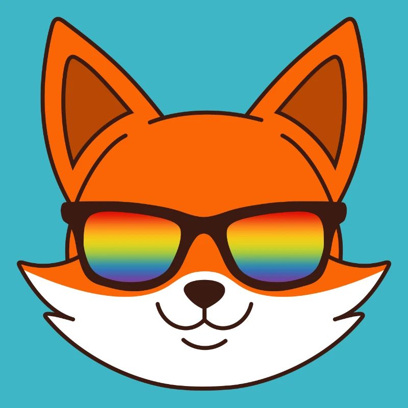 Renard avec lunettes de soleil arc-en-ciel