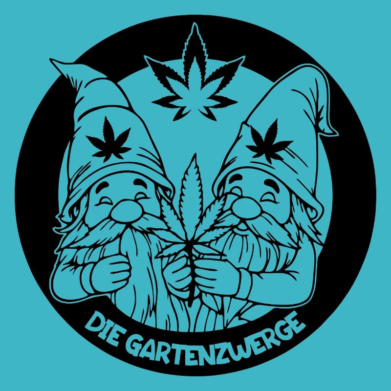 Kiffer Gartenzwerge mit Hanfblatt