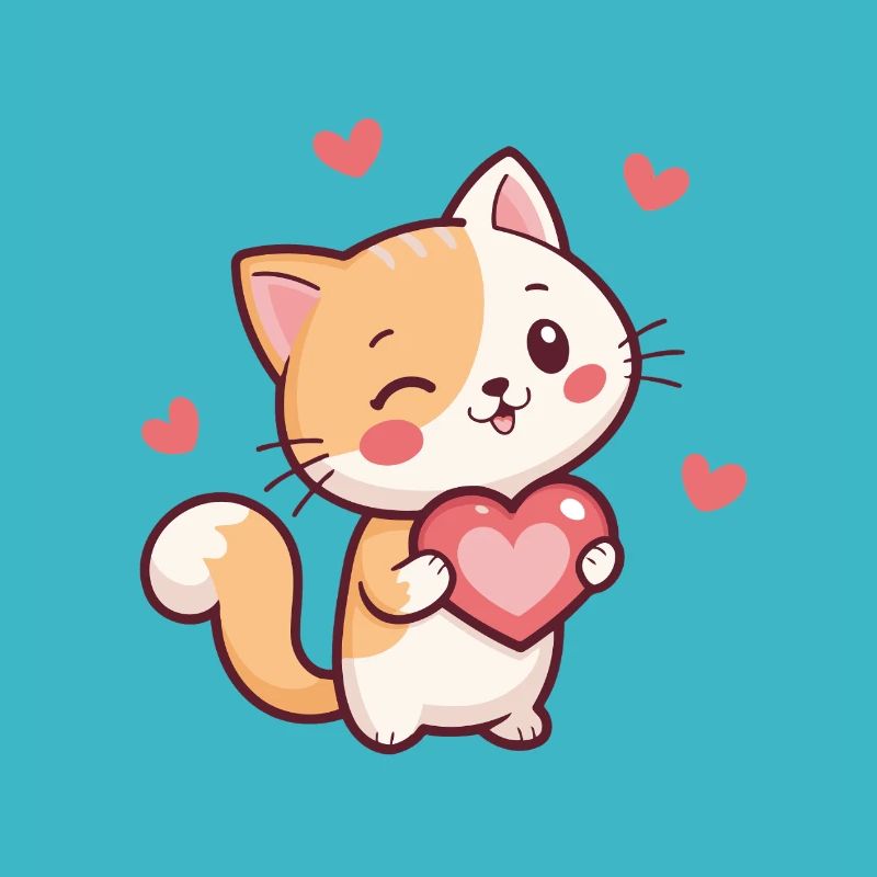 Cat Heart Kawaii Tenderness