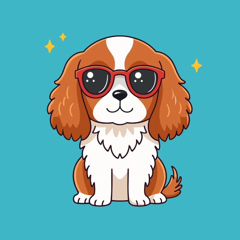 Chien chic à lunettes rouges