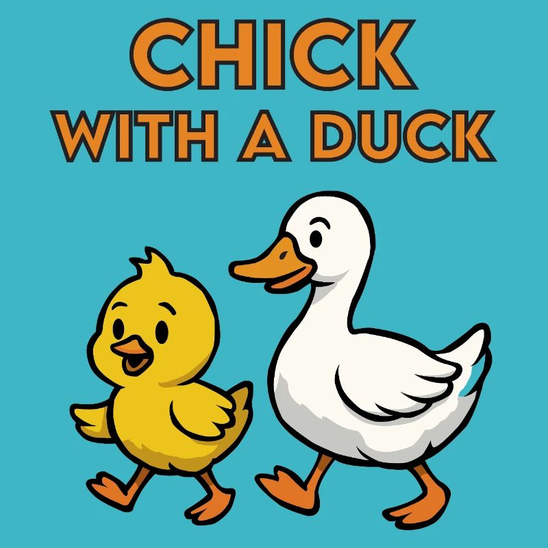 chick with a duck