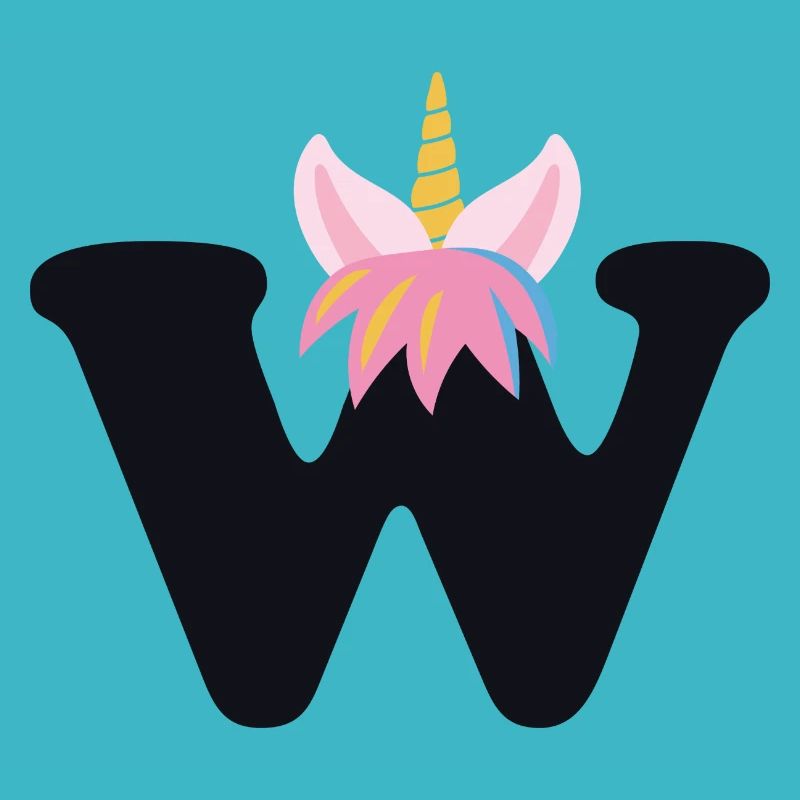Einhorn-Buchstabe Regenbogenstyle "W" | be unique
