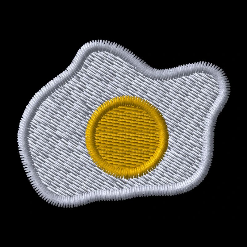 Fried egg embroidered
