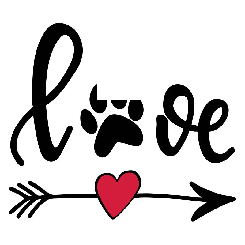 Love mit Hundepfote - Pfeil mit Herz