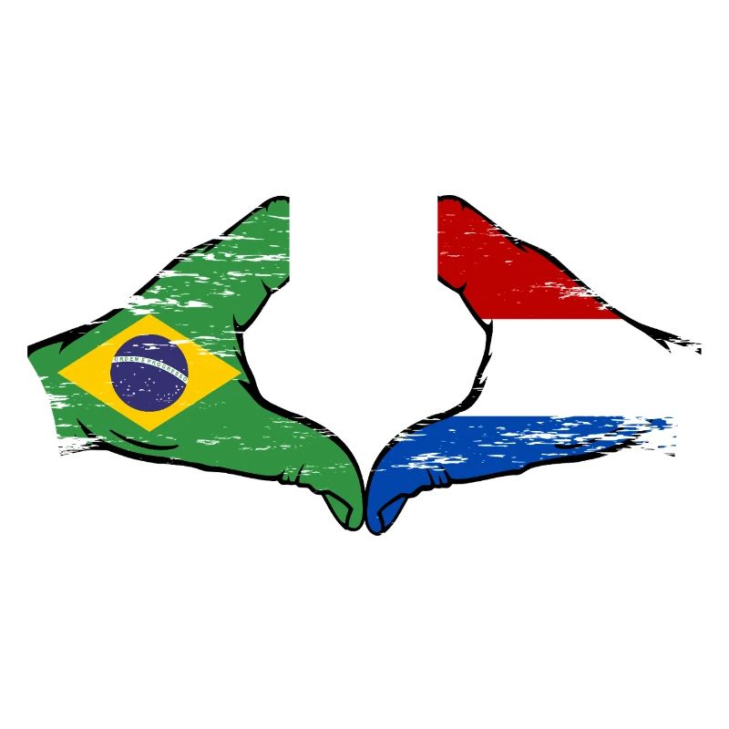 Brésil Hollande drapeau main coeur utilisé