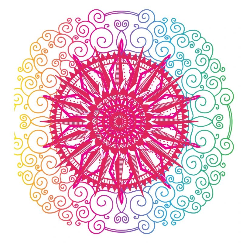 Rainbow Mandala Gradient Circle