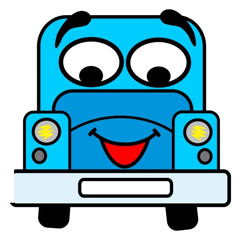 Cheerful car with face blue