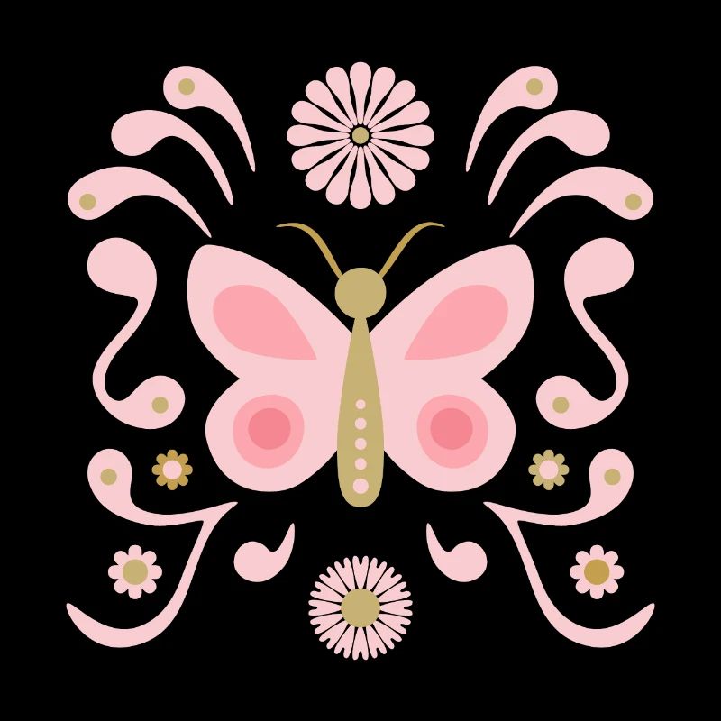 boho butterfly l pink and gold