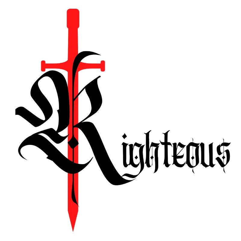 Gothic Righteous Design mit Schwert mit schwarzem Text