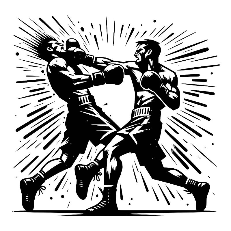 Action de boxe rétro Le coup de poing décisif