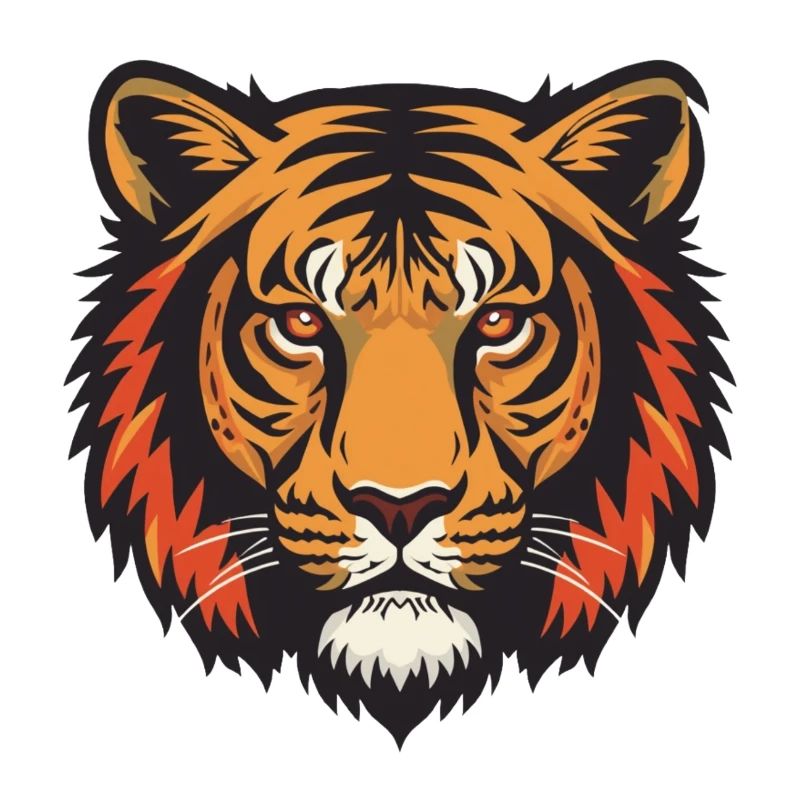 Expressive tiger head impression
