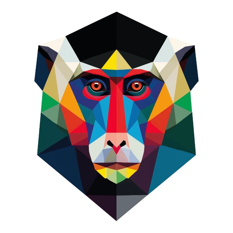 Geometric Monkey Head Art Print