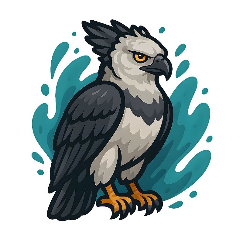 Harpy eagle with turquoise spray