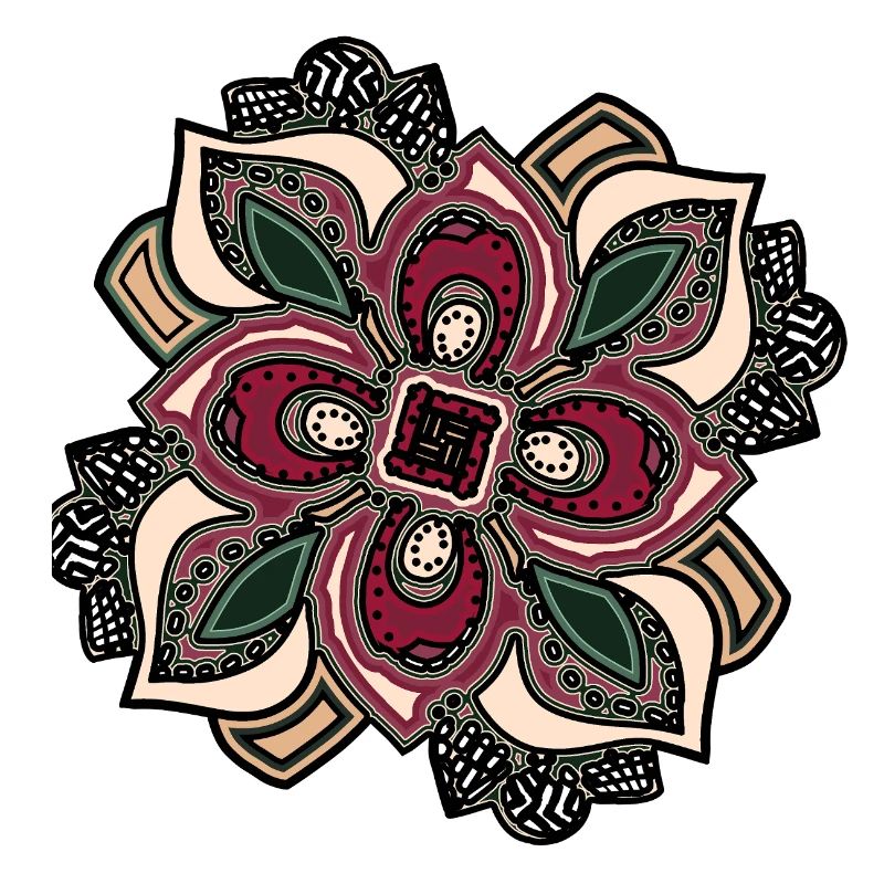 Boho Mandala Blossom Rose Vert