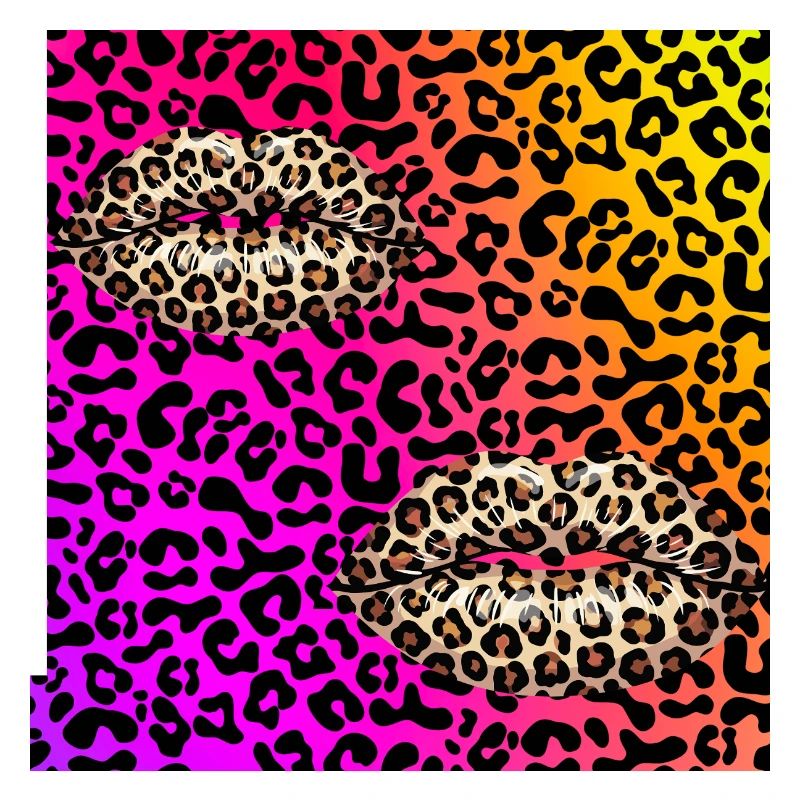Leopard Lips on Neon Gradient