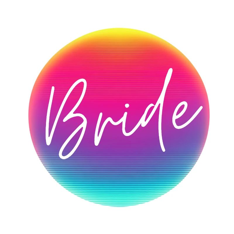Team Bride! Cool Neon Circle Personalizable