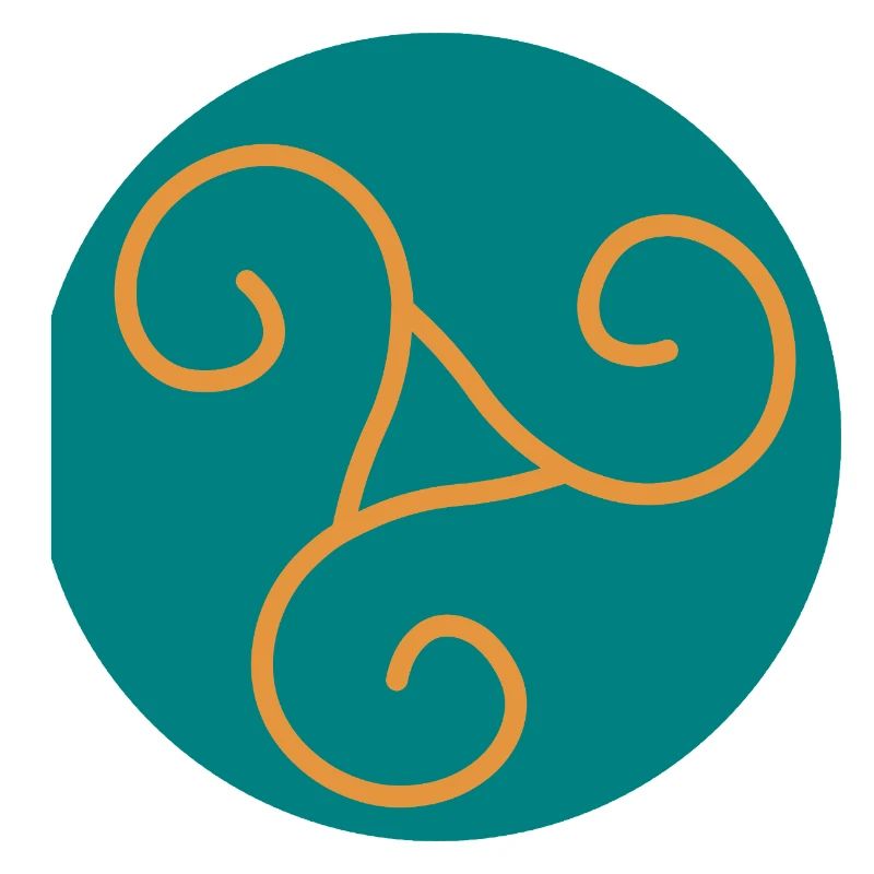 Decorative triskel in orange scrolls