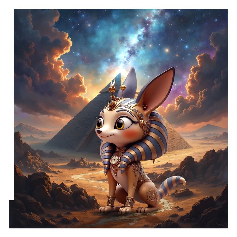 Chat pharaon dans le désert stellaire