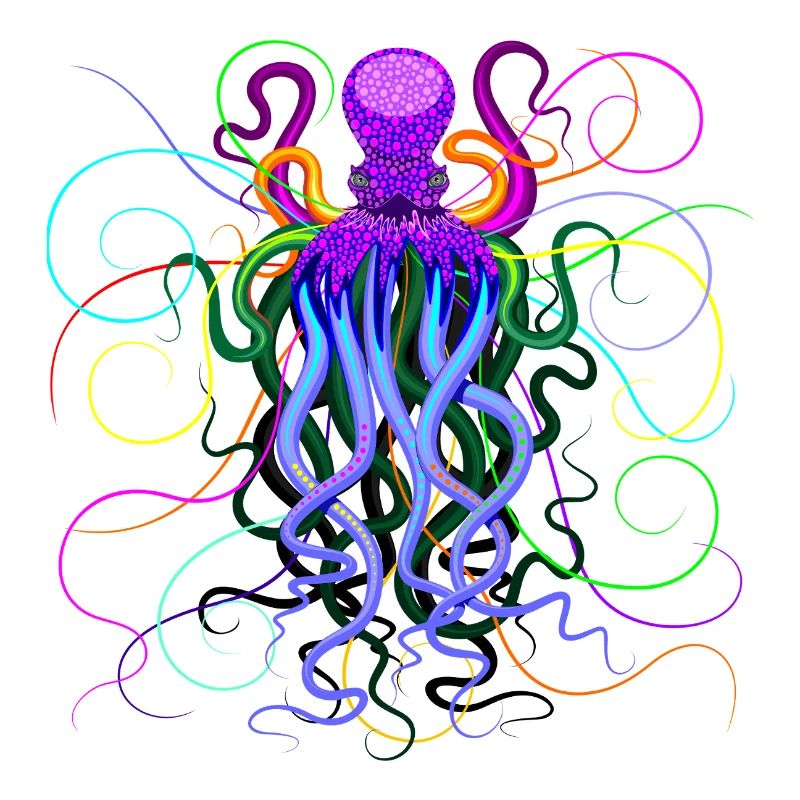 Octopus Trippy Psychedelic Deep Ocean Creature