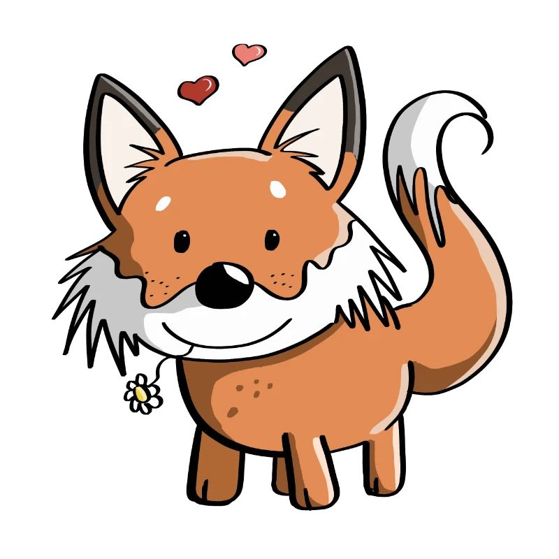 Fuchs mit Blume - Füchse - Rotfuchs - Raubtier