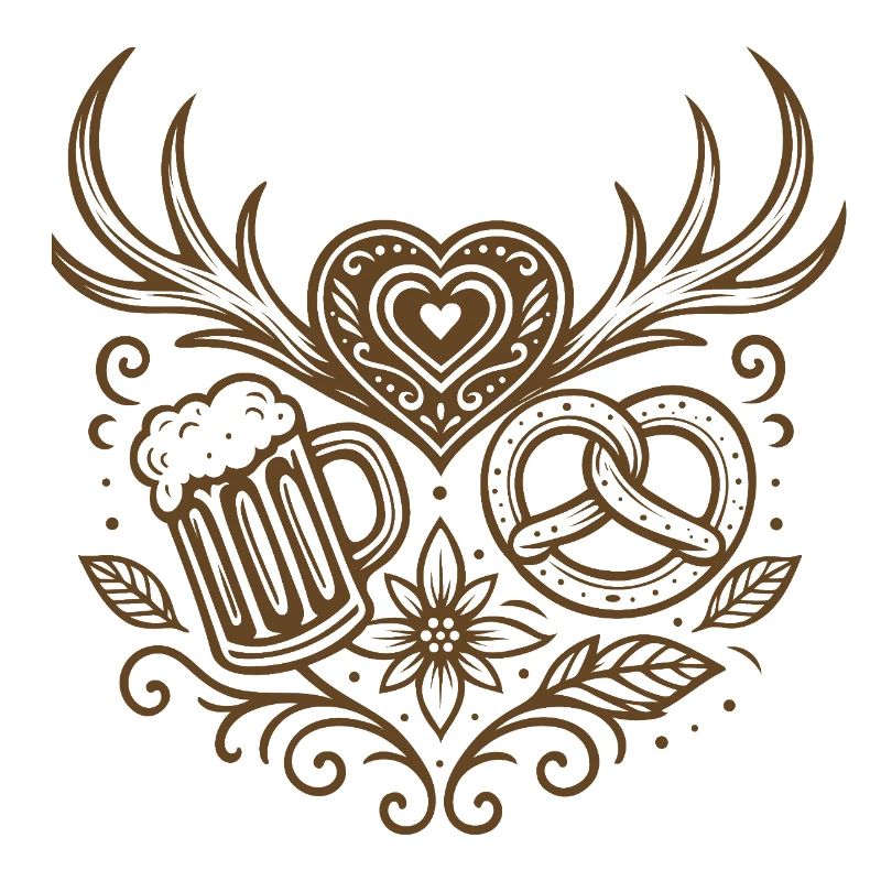 Herz mit Geweih, Bier & Brezel