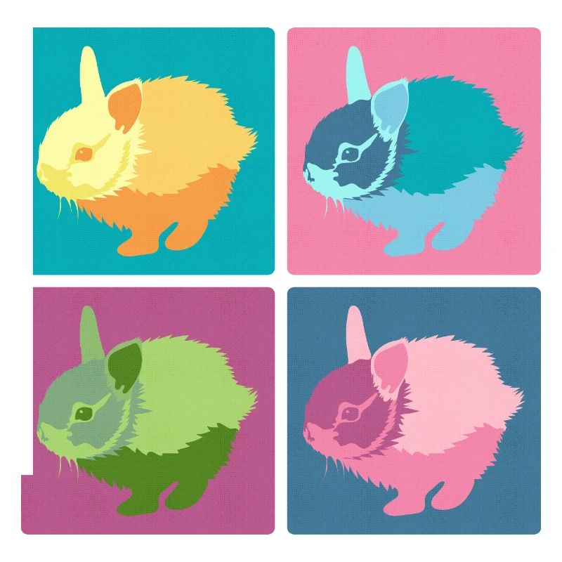Ensemble de blocs de couleur Pop Art Rabbit