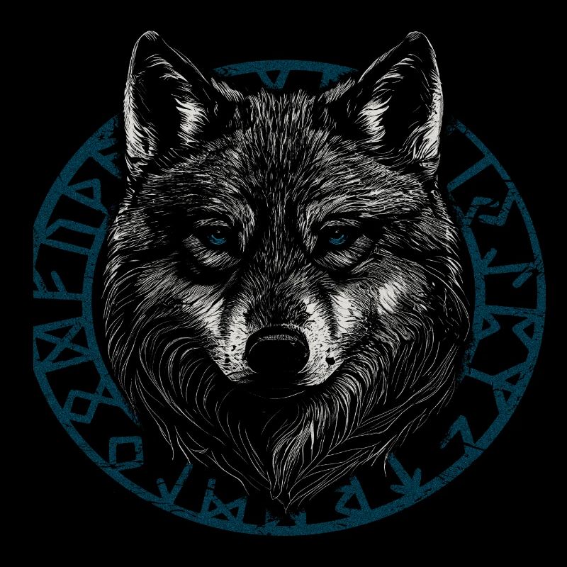 Wikinger Wolf mit Runen