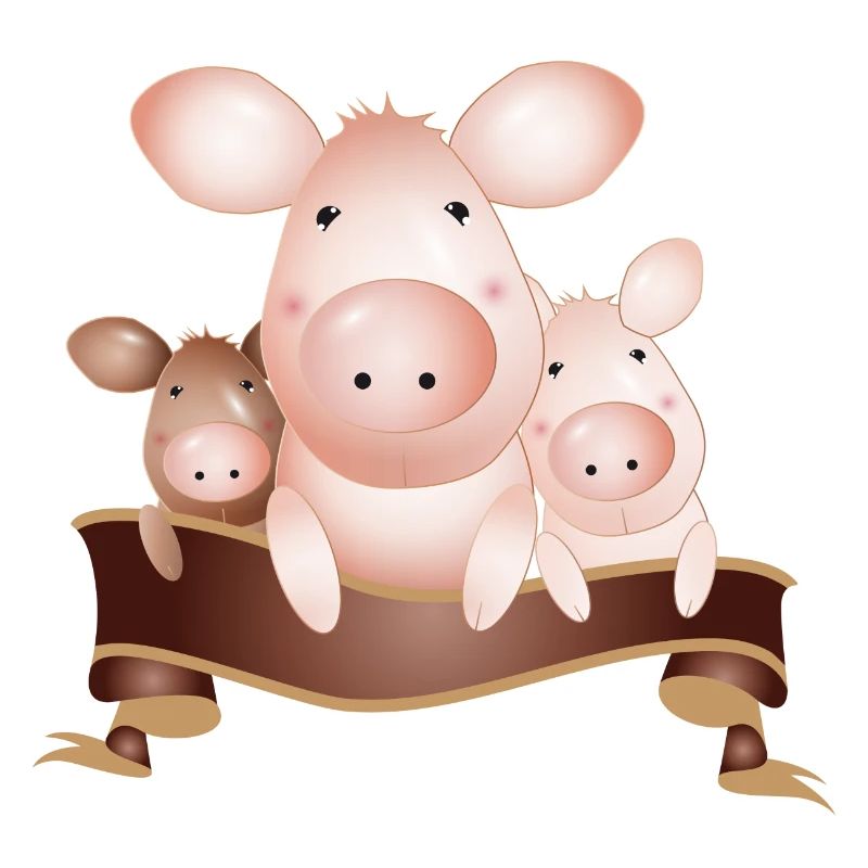 Trois cochons mignons enchanteurs avec bannière