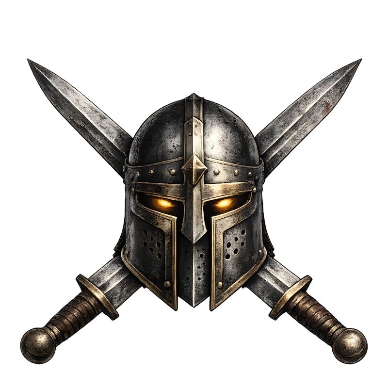 Emblem des mittelalterlichen Ritterhelms