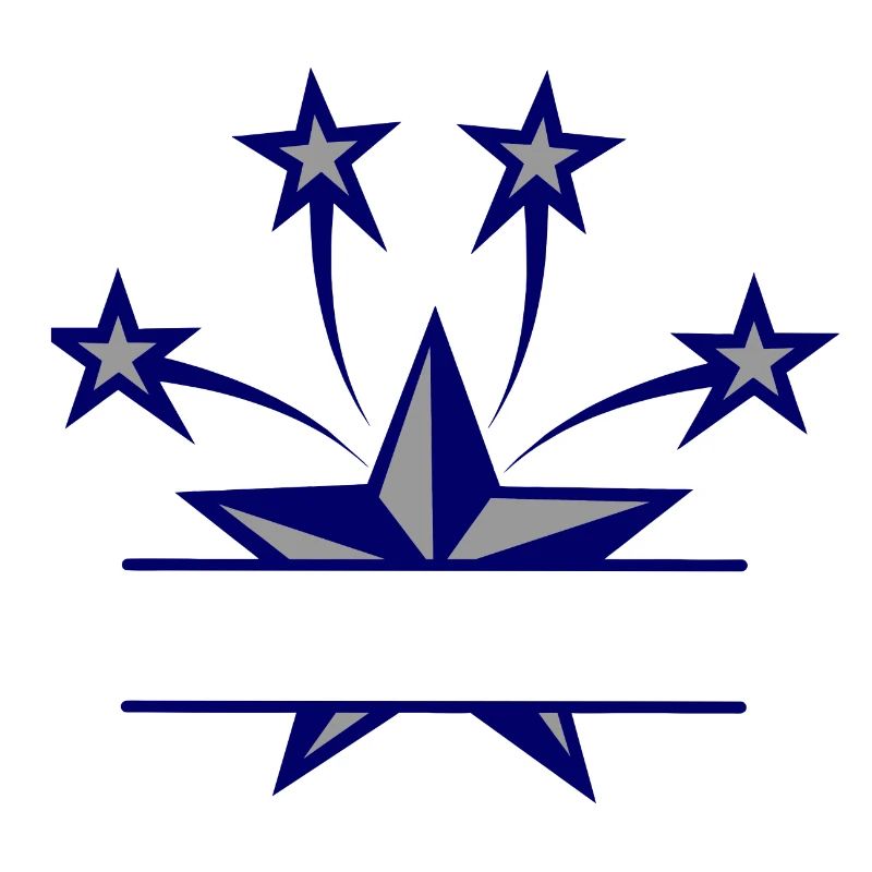 Star dark blue and grey with bar between them