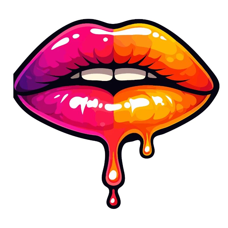Dripping Neon Lips