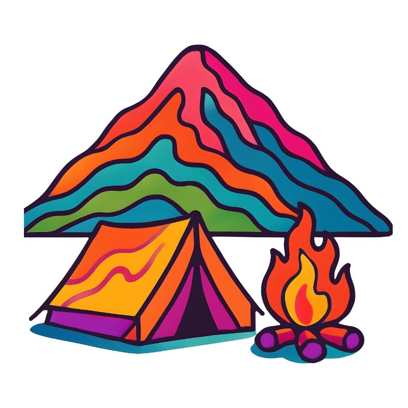Colourful mountain camping